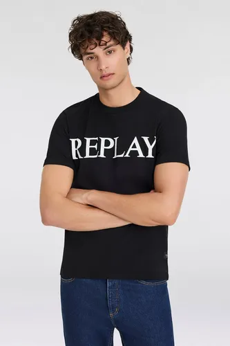 Replay T-Shirt mit Logo-Frontprint, Gr. S, black - Stylisches T-Shirt für Männer von Replay mit Logo-Frontprint. Der elastische Jerseystoff sorgt für hohen Tragekomfort und eine perfekte Passform.
