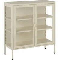tectake Lowboard Metallvitrine mit Glastüren - Moderne Metallvitrine in Beige mit Glastüren und Magnetverschluss. Ideal für stilvolle Aufbewahrung und Präsentation. Kompakt und praktisch für jedes Zuhause.