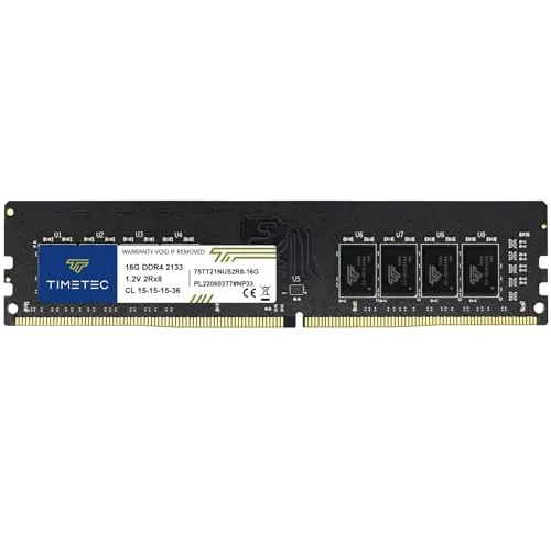 Timetec 16 GB DDR4 2133 MHz (PC4-2133P) PC4-17000 UDIMM Desktop-RAM – Non-ECC Unbuffered, 288-Pin, 1,2 V, CL15 DIMM-Speichermodul