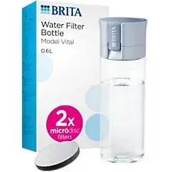 BRITA Wasserfilter Flasche Model Vital hellblau - 600ml, inkl. 2 MicroDisc Filter für frisches Wasser unterwegs, BPA-frei und spülmaschinengeeignet