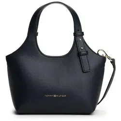 Tommy Hilfiger TH Logo Schultertasche 21 cm blau - Modische Tommy Hilfiger Schultertasche aus strapazierfähigem Polyurethan, leicht und praktisch. Mit verstellbarem Riemen für individuelle Tragemöglichkeiten, ideal für jeden Tag.