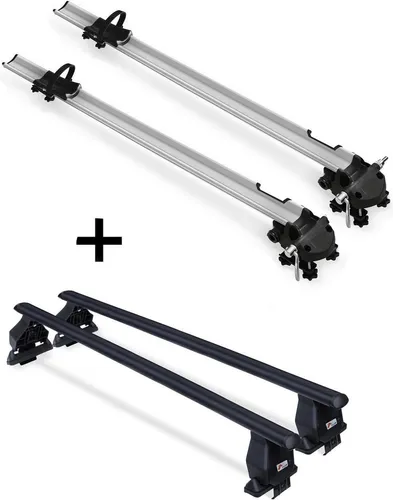 2x Fahrradträger Bike Pro + Menabo Tema Dachträger für Hyundai I30 - Fahrradträger Set für Hyundai I30 (2011-2015) mit 2x Aluminium Fahrradhaltern und stabilen Stahl Dachträgern. Ideal für alle Fahrradtypen und sorgt für mehr Platz im Innenraum.