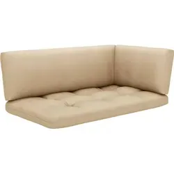 vidaXL 4-tlg. Paletten-Lounge-Set Grau aus Kiefernholz - Gartenmöbel-Set aus kesseldruckimprägniertem Kiefernholz, witterungsbeständig und langlebig. Ideal zum Entspannen im Freien mit rustikalem Charme und hohem Komfort durch bequeme Kissen.