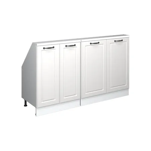 Vicco Kommode Rion, Weiß/Weiß Landhaus, 2er Set - Perfekte Lösung für Dachschrägen - Türkommoden, ideal für Räume mit schrägen Wänden, bietet effizienten Stauraum und harmonisches Design für mehr Ordnung unter dem Dach.