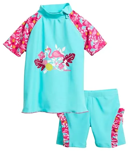 Playshoes zweiteilig Schwimmshirt Badeshorts Badebekleidung Unisex Kinder, Flamingo, 122-128 - Zweiteiliges Schwimmset mit UV-Schutz 50+ für sichereren Badespaß. Ideal für heiße Sommertage am Meer oder im Schwimmbad, inklusive Windeleinsatz für kleinere Größen.