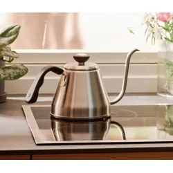 Tchibo Schwanenhals Wasserkessel aus Edelstahl mit Thermometer - Edelstahl Wasserkocher mit Schwanenhals, ideal für präzises Aufgießen und Temperaturkontrolle (92°C - 96°C) – perfekt für Kaffee- und Teeliebhaber!
