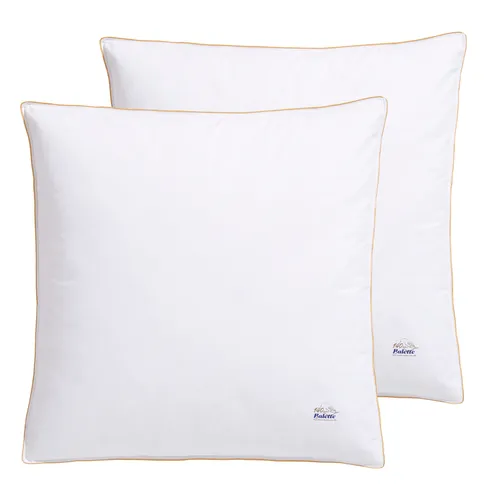 Federkopfkissen BALETTE - 140 Jahre Balette, 80x80 cm - Kissen-Set mit 85% Federn und 15% Daunen, ideal für optimalen Schlafkomfort und Wirbelsäulenentlastung. Allergikerfreundlich und maschinenwaschbar bis 60°C.