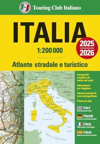 Italy Atlas - Atlante Stradale 2025/2026 - Detaillierter Straßenatlas für Italien, ideal für Reisende und Abenteuerlustige, um die besten Routen zu entdecken.