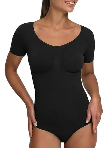 creamy fabrics T-Shirt Bodysuit Shapewear mit Slip – Figurformender Body für Damen mit Po-Lifting Effekt - Der figurformende Shapewear Bodysuit bietet starken Halt für Bauch und Taille und sorgt für eine elegante Silhouette. Komfortables, nahtloses Design für den perfekten Sitz – ideal für jeden Tag.