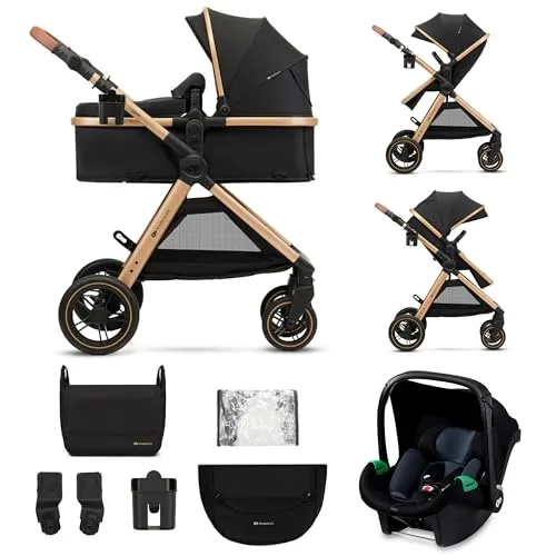 Kinderkraft ESME 3 in 1 Kinderwagen - Kombikinderwagen mit Babyschale - Multifunktionaler 3 in 1 Kinderwagen bis 26 kg, ideal für jedes Gelände und einfach zusammenklappbar für Reisen. Inklusive Babyschale MINK PRO i-Size für mehr Sicherheit.