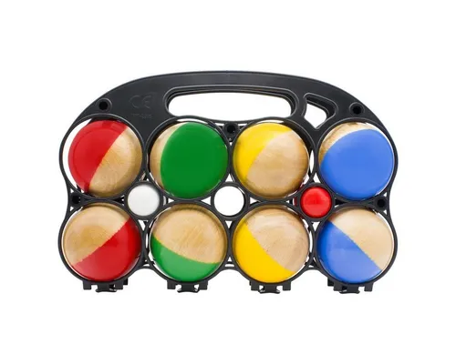 GICO Boccia Spiel aus Massivholz, 8 Kugeln, Durchmesser 7 cm -Made in EU- 3011 - Boule-Spiel mit 8 hochwertigen Massivholzkugeln, ideal für Gartenpartys oder Freizeitaktivitäten. Inklusive 2 Zielkugeln und Tragenetz für einfachen Transport.