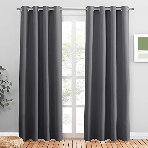 PONY DANCE Thermovorhang Hitzeschutz Haustür Verdunklungsvorhänge mit Ösen 2er Set H 228 x B 117 cm Schlafzimmer Gardinen und Vorhänge Grau Blickdicht Curtains for Living Room