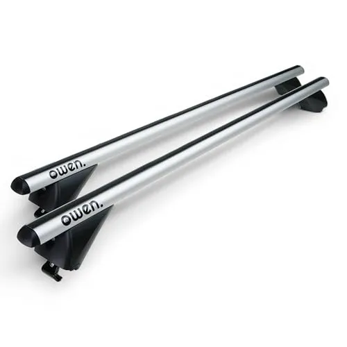 Owen 3.0 Dachträger Universal 120cm - Dachträger aus hochwertigem Aluminium für Fahrzeuge mit niedriger Reling, belastbar bis 90 kg, ideal für Outdoor-Aktivitäten wie Ski- und Fahrradtransport.