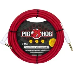 Pig Hog Hex Series Silent Kabel 5,6m - Candy Apple Red - Hochleistungs-Gitarrenkabel mit integriertem Schalter, der das Signal beim Ziehen des Steckers unterbricht. Hervorragend verwicklungsfrei und langlebig, ideal für Musiker.