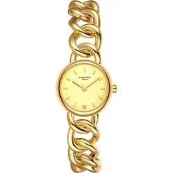 Glanzstücke München Quarzuhr gelbgold - Elegante Damen Armbanduhr mit hochwertigem Quarzwerk aus Japan, glänzendem gelbgoldenen Gliederarmband und stilvollem champagnerfarbenem Zifferblatt - ein zeitloses Accessoire für jeden Anlass.
