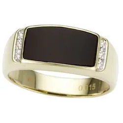Firetti Fingerring Schmuck Geschenk Gold 333 Herrenring Goldring Edelstein Farbstein Onyx, mit Onyx - mit Brillanten gelb|goldfarben|schwarz 19