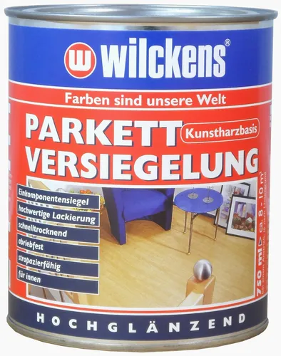 Wilckens Parkettversiegelung hochglänzend 750 ml - Farblos - Lacke für Parkett und Holzfußböden, abriebfest und schnelltrocknend für eine hochwertige, strapazierfähige Versiegelung im Innenbereich.