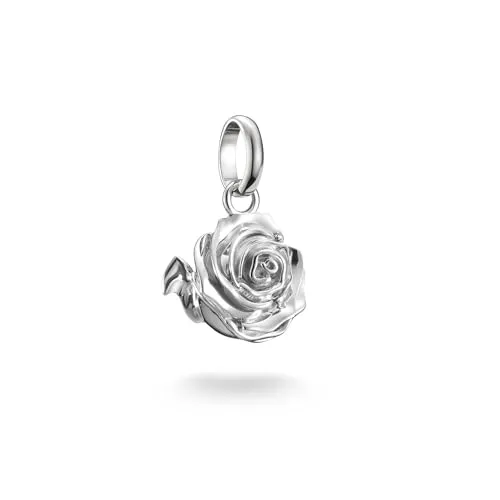 THOMAS SABO Charm-Einhänger Charm Rose - CC1263-001-21, CC1263-007-10, CC1263-413-39 - Modischer Charm-Einhänger aus recyceltem Silber 925, handgefertigt und perfekt für individuelle Styling-Möglichkeiten - ideal für Charm Club Ketten und Armbänder.