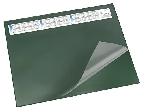 Läufer 44531 Durella DS Schreibtischunterlage mit Kalender, rutschfest, 40 x 53 cm, grün - Rutschfeste Schreibunterlage mit transparenter Auflage und 3-Jahreskalender, 40 x 53 cm. Ideal für ein angenehmes Schreibgefühl und schont Ihren Schreibtisch. Hochwertige Materialien sorgen für Langlebigkeit und Stabilität.