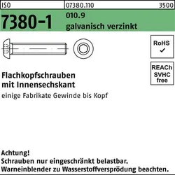 Flachkopfschraube ISO 7380-1 Innen-6kt M5x25 010.9 galv.verz. 500St.