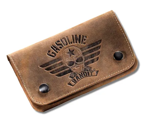 GASOLINE BANDIT® Tabakbeutel aus Echtleder – Vintage Style - Hochwertige Tabaktasche aus geschliffenem, gewachstem Rindleder mit integriertem Papierspender. Kompakt und stilvoll, ca. 9cm x 15cm, perfekt für unterwegs.
