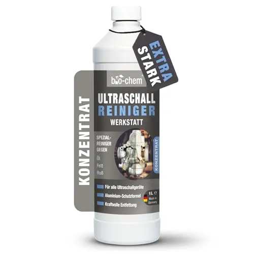 bio-chem Ultraschallreiniger Konzentrat Werkstatt 1 L | Für Vergaser, Metall & Aluminium | Kraftvoll bei Öl, Fett, Ruß & Abrieb | Für alle Ultraschallbäder geeignet
