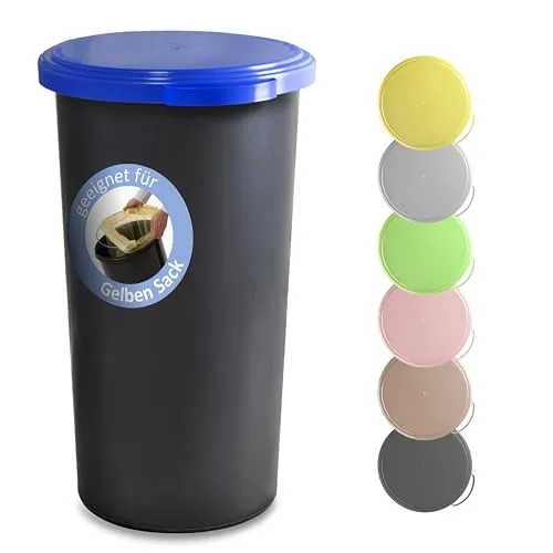 KUEFA 60L Müllsackständer - Gelber Sack Mülleimer (Blau) - Müllsackständer aus wetterfestem Kunststoff mit geruchsdichtem Deckel, ideal für den Außenbereich und leicht zu reinigen. Perfekt für Sammelbeutel ab 59 cm Breite.