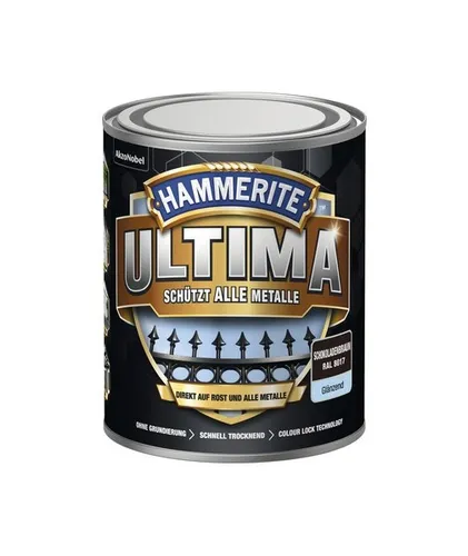 Hammerite Metallschutzlack ULTIMA glänzend Schokoladenbraun RAL 8017 - Hochwertiger Rostschutzlack in glänzendem Schokoladenbraun, ideal für langlebige Oberflächenbeschichtung. Inhalt: 750ml für vielseitige Anwendungen.