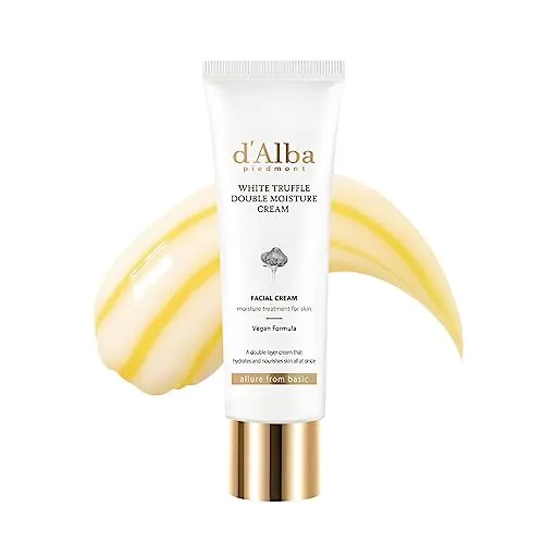 d'alba Italian Weiß Truffle Double Serum & Cream, 2-in-1 Intensivpflege - Nachtpflege mit hochwertigem weißen Trüffel und veganem Kollagen-Extrakt, bietet Elastizität und Glanz für alle Hauttypen.