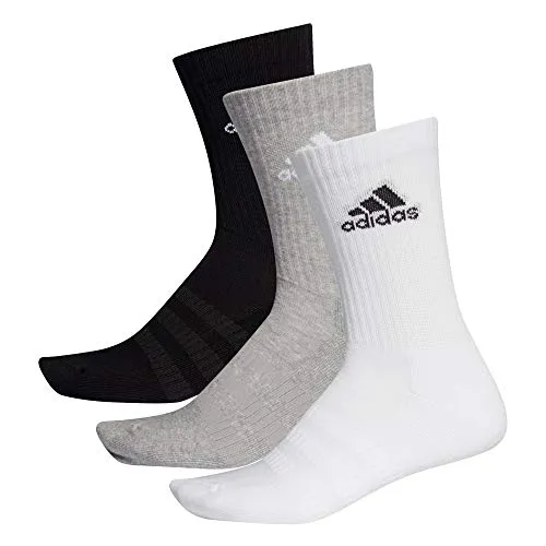 adidas Unisex 3 Paar Cushion Crew Socken, Medium Grey Heather/Medium Grey Heather/Black/White, L EU