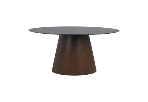 Esstisch Bolton Oval 160*90cm - Dunkelbraun - Esstisch aus robustem MDF und stabilem Metallrahmen, ideal für 6-8 Personen. Der ovale Tisch bietet viel Beinfreiheit und elegantes Design für gesellige Mahlzeiten.