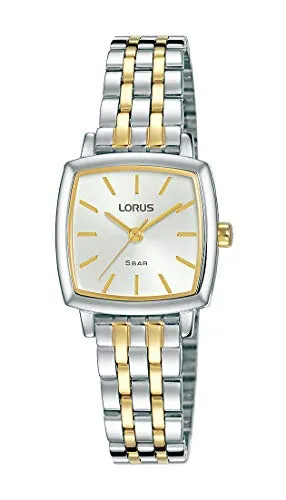 Lorus Classic Lady RG233RX9 Frauenuhr - Elegante Armbanduhr für Damen mit rechteckigem Edelstahlgehäuse, wasserdicht bis 5 ATM und bicolor Armband – ideal für stilbewusste Frauen.