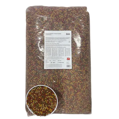 KOIFUTTER Mix 15 kg - 4 Sorten Multi Mix für Teichfische - Futter für Goldfische, Koi und Kaltwasserfische, mit 6mm Pellets für optimale Futteraufnahme und Gesundheit der Fische.
