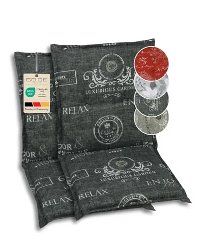 GO-DE Sesselauflage 2er Set, anthrazit - Polster für Stühle & Sessel mit weicher Schaum-Vliesfüllung für hohen Sitzkomfort, UV-beständig und OEKO-Tex Standard 100 zertifiziert.