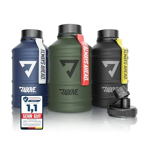 ABOVE. Edelstahl Trinkflasche 2.2L – BPA-frei & Auslaufsicher - Trinkflaschen: Die ABOVE. Edelstahl Trinkflasche mit 2,2L Fassungsvermögen ist BPA-frei, auslaufsicher und robust, perfekt für Sport und Outdoor-Aktivitäten.