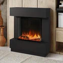 Noble Flame AURORA Stand-Elektrokamin – Modernes Design - Eleganter Elektro-Kamin in Grau, gefertigt aus MDF und Spanplatte. Perfekt für eine stimmungsvolle Atmosphäre und einfach zu integrieren in jedes moderne Zuhause.