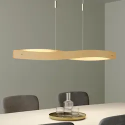 Quitani Hängeleuchte Lian, LED 34 W, warmweiß - Hängeleuchte mit elegantem Design, furniert mit echtem Eichenholz. Höhenverstellbar von 105 bis 195 cm und dimmbar für individuelles Lichtambiente.