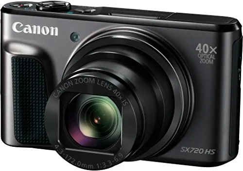 Canon PowerShot SX720 HS schwarz - Kompaktkamera mit 20,3 MP und 40x optischem Zoom für beeindruckende Fotos, ideal für Reisen und Alltag.