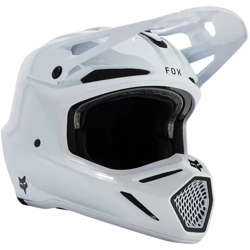 FOX V3 RS Carbon Solid MIPS Motocross Helm, weiss, Größe XS - Motorradhelm mit MIPS®-Technologie für optimalen Aufprallschutz, extrem leicht durch 4K-Karbonfaserschale und beste Belüftung für kühle Fahrten.