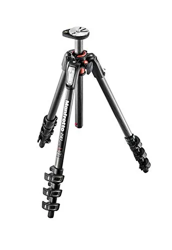 Manfrotto MT190CXPRO4 Carbon Stativ - Leichtes 4-Segment-Stativ mit 90° Mittelsäule für perfekte Aufnahmen bis 138 cm Höhe