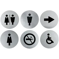Securit® Edelstahlschilder-Set – Damen, Herren, Unisex, Rollstuhl, Pfeil, Rauchverbot – 6 Stück