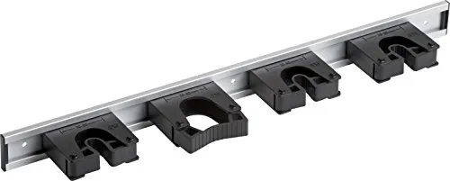 Meister Gerätehalterleiste 510 mm - Geräteleiste & 4 Gerätehalter - Aluminium - Leichte Montage / Werkzeughalter / Gerätehalter für Gartengeräte / Stabile Werkzeugleiste für die Wand-Montage / 9953140