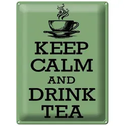 Femer GmbH Metallschild Spruch 30x40cm Keep Calm and Drink Tea, (1 St), gewölbte Oberfläche, abgerundete Ecken, umgeschlagene Kanten