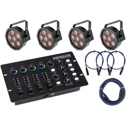 Eurolite LED SLS-6 TCL Spot Controller Set - LED-Scheinwerfer-Set mit 6x 8-W-RGB-LEDs, ideal für kreative Lichtshows. Musiksteuerung und DMX-Kompatibilität ermöglichen beeindruckende Effekte für Events und Bühnen.