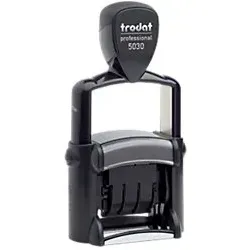 Trodat Professional 5030 Datumstempel - Stempel für Gutscheinkarten und Impfpässe, langlebig mit robustem Stahlkern und dokumentenechter Stempelfarbe, ideal für den täglichen Einsatz.