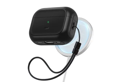 ESR für Airpods Pro 2 Hülle (2023/2022/2019), kompatibel mit AirPods Pro 2./1. Generation, MagSafe Ready, Magnetischer Deckel, USB-C/Lightning Kabel, Hybrid Sturzschutz, Titan