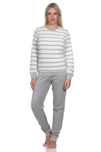 Normann Damen Frottee Schlafanzug Langarm - kuschelig warm in hellblau, Größe 52-54 - Schlafanzüge für Damen, kuscheliger Frottee-Stoff für warme Nächte, ideal für die kalte Jahreszeit und in Übergrößen erhältlich.