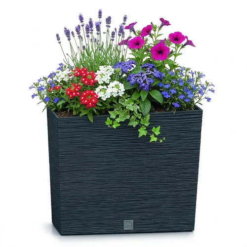 Pflanzkasten 60 x 18,5 x 50 cm in anthrazit - Witterungsbeständiger Blumenkasten aus robustem Kunststoff, ideal für Innen- und Außenbereich mit 44 L Kapazität für Ihre Pflanzen.