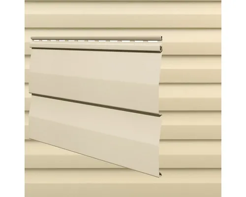 Canadian Siding Stülpprofil 2-Brett 3,85 m - Beige - Wetterfeste Fassadenverkleidung aus robustem Vinyl, ideal für den Außenbereich. Mit 10 Jahren Herstellergarantie und pflegeleichtem, mattem Finish.