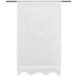 HOME WOHNIDEEN Corazon Fenster- und Türbehang - Eleganter Schiebevorhang aus Batist mit Häkelborte und gebogtem Abschluss, ideal für eine stilvolle Fensterdekoration. Maße: 100 x 90 cm, pflegeleicht bei 30°C.